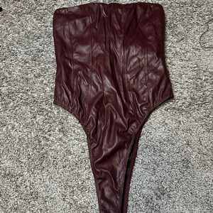 Timing Maroon Satin Bodysuit